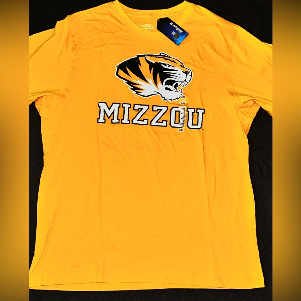 Colosseum MIZZOU Missouri XL Yellow Shirt College Cotton NEVER BEEN WORN